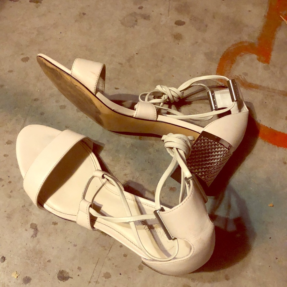 Calvin Klein Nude Sandals With Embellished Heel 8